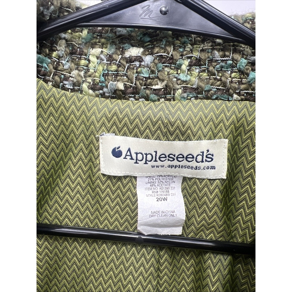 Appleseeds Womens 20W Green‎ Tweed Blazer - Picture 3 of 5